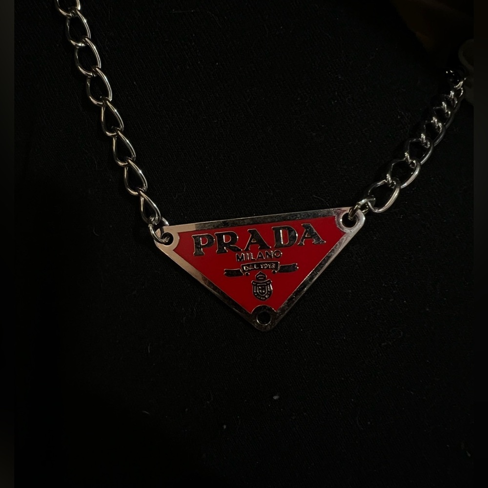 Prada tag necklace